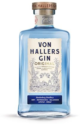VON HALLERS GIN Original I London Dry Gin I Handgepflückte Botanicals aus dem botanischen Garten in Göttingen I Erfrischender Gin mit Zitrusnote und Kalamus I 44% Vol. I 0,5 l