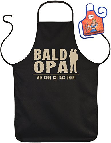 Werdender Opa Schürzen Set - Sprüche Kochschürze Großvater : Bald Opa Wie cool ist das denn! -- Geschenk Grillschürze Geburtstag Opa + Minischürze