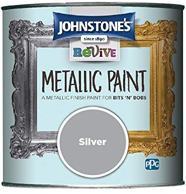 Johnstone's - Upcycling Metallic Paint - Silver - 375ml | Metallic Finish, No Primer Needed, Suitable for Interior Furniture & Home Décor - Use with Johnstone's Finishing Wax