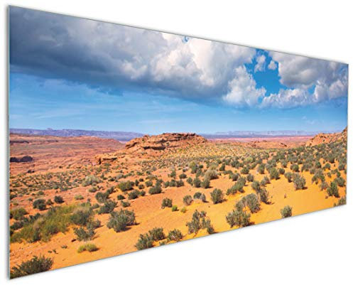Wallario Küchenrückwand aus Glas 125 x 50 cm, Motiv: Wüste in Arizona - Blauer Himmel mit Wolken I | Spritzschutz abwischbar & pflegeleicht