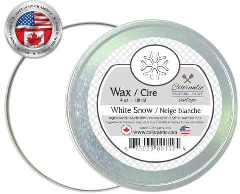 Colorantic Clear Natural and Tinted Wax Beeswax Waxes for Chalk Based Paint for Furniture Home Decor Craft Art DIY (4 oz, White)