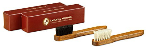Langer & Messmer set di 2 spazzole per scarpe in 100% crine di cavallo - la spazzola ideale per la suola e il tallone (bianco/nero)