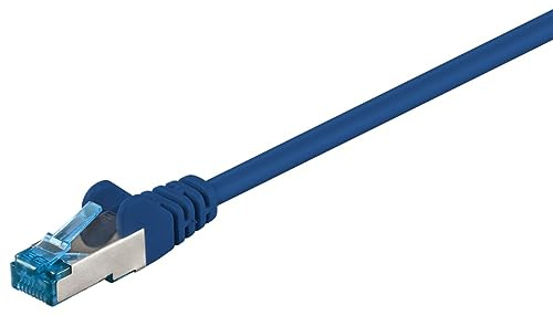 Goobay 92723 Cavo Ethernet CAT 6a Doppio Schermatura S-FTP fino a 10000 Mbits, 500 Mhz, Cavo di rame senza alogeni, Spina RJ-45, Contatti placcati oro, 2 m, Blu