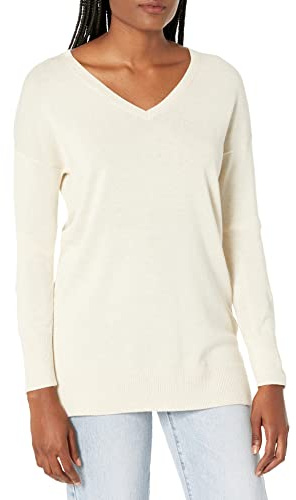 Amazon Essentials Women's Lätt långärmad V-ringad tunika tröja (finns i plusstorlek), Havregryn ljung, XXL