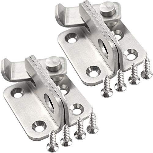 YUOIP® 1.8 Hasp Latch Gate Bolt Lock Gate Latch Door Bolt Stainless Steel Padlock Right Open Small Door Latch for Locking Window Mailbox Closet (2 Pack)