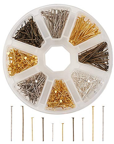Craftdady Lot de 650 épingles à tête plate pour la fabrication de bijoux Couleurs mélangées 16 mm, 20 mm et 30 mm