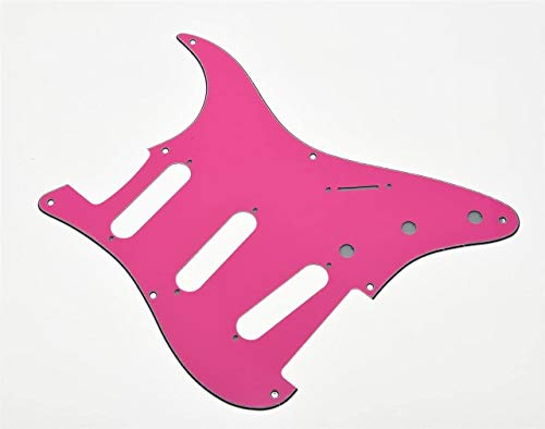 Dopro 8 Löcher Vintage Strat SSS Gitarre Pickguard ST Scratch Plate passend für USA/Mexican Fender Strat Pink 3-lagig