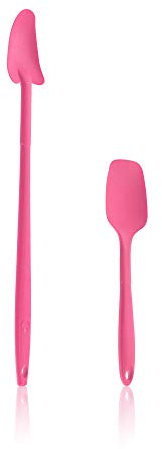 Kochblume Geizhals Set, Restelöffel, Flexlöffel S | Premium Premium-Silikon & BPA freimit Edelstahlkern | In der bunten Box (pink, 2er Set)