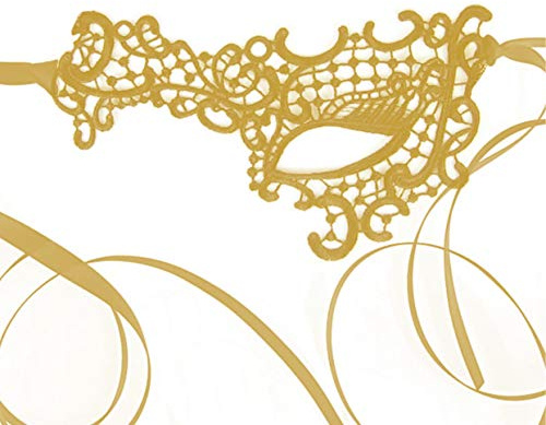 The Lace Mask Co. Masque vénitien demi-visage en dentelle noire pour bal masqué Masque de carnaval Halloween bal… (Goddess Gold)