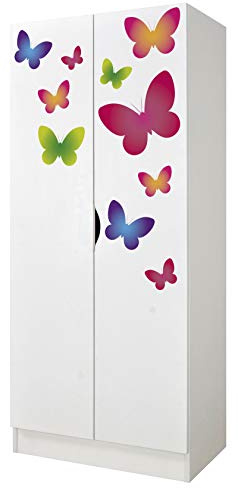 Leomark Roma Kleiderschrank Weiß, 2-türiger Schwebetürenschrank für Kinder