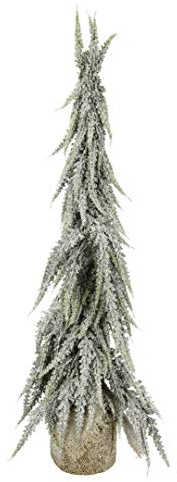 Flair Flower Künstlicher Mini Tannenbaum im Sack aus Jute Beschneit Schnee Christbaum Kunst Kunsttanne Kleiner Weihnachtsbaum Weihnachtsdeko, grün/weiß, 10x10x60 cm, 270405GNW