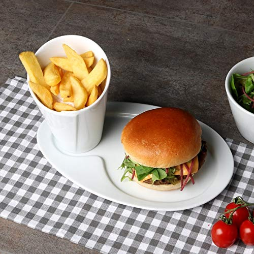 Holst Porzellan SL 130 - Juego de 2 platos para hamburguesas de porcelana (2 piezas, 27,5 x 17,5 x 14 cm, 0,30 L), color blanco