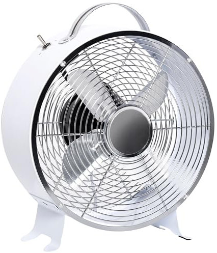 HOMCOM 10 2-Speed Electric Table Desk Fan w/Safety Guard Anti-Slip Feet Portable Personal Cooling Fan Home Office Bedroom White