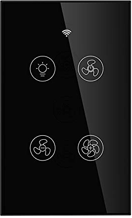 MOES WiFi Smart Ceiling Fan Light Wall Switch, Smart Life/Tuya APP Remote Timer and Counterdown, Compatible with Alexa and Google Home, Black No Hub Required