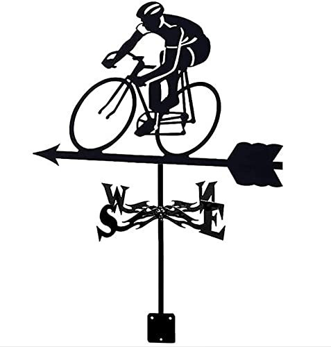 ANCNA Girouette de Jardin en métal avec Ornement de vélo, indicateur de Direction du Vent pour l'extérieur, Montage sur Toit, Jardin, décoration de Cour, girouette Indiquant la Cour
