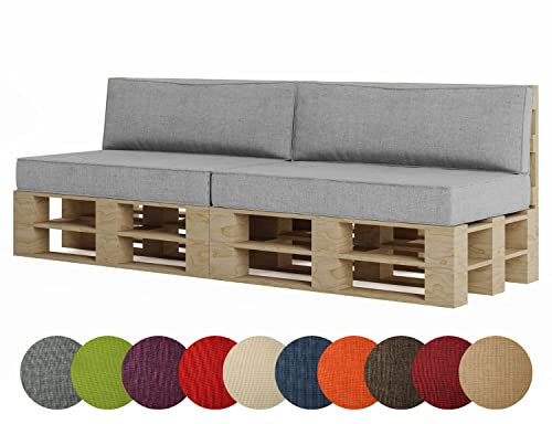 chilly pilley Palettenkissen Palettenauflage Palettenpolster Sitzkissen Rückenlehne Kaltschaum Schaumflocken Füllung viele Größen und Farben (4er Set, Silber)