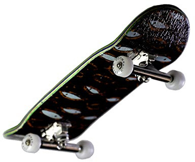 NOAHWOOD Griffbrett aus Holz, komplett (Noah Team 9,5S, kurze Nase, kurzer Schwanz), handgeformt (+ 34 mm Prince Silvery Trucks) (+ NW handgefertigte Pro Logo-Räder II) (schwarzer Fisch)