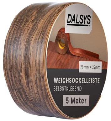 Dalsys Weichsockelleiste selbstklebend Kastanie 5m Klebeleiste, Abschlussleiste für Fugen in Wohnbereich, Küche, Bad, aus PVC Kunststoff