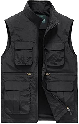 Btmpmcs Gilet de Pêche pour Hommes Léger Respirant Veste en Plein Air Été Multipoches Gilet de Travail Sans Manche à Séchage Rapide Gilet de Photographe Camping Chasse Vêtements