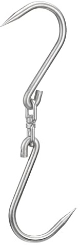 sourcing map 17.3'' Swivel Meat Hooks, 0.55'' Thickness Stainless Steel Processing Butcher Hooks for Hanging Drying Smoking Meat Products