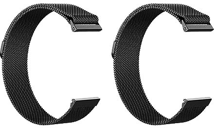 Smartwatch Magnetarmband 2tlg 14MM-24MM Milanese Mesh-Uhrenarmband Universelles Ersatzarmband Edelstahl Einstellbar (Color : Black, Size : 24MM)