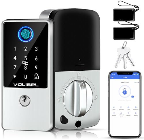 VOLIBeL Smart Lock, 7-in-1 Keyless Entry Door Lock with Fingerprint, Remote & Voice Control, Auto Lock, Electronic Touchscreen Deadbolt Lock, Biometric Smart Door Lock for Front Door, D1-T