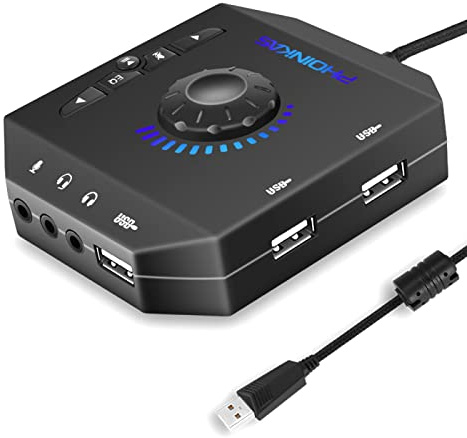 ZEZEFUFU Adaptador de sonido estéreo, tarjeta de sonido externa, tarjeta de sonido USB, adaptador de audio de 7.1 canales, convertidor para PC y portátil