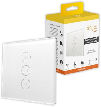 Konyks Vollo Max 3 - Set di 2 interruttori Wi-Fi per tapparelle, installazione facile, controllo vocale con Alexa, Google Home e Siri e remoto, programmazione oraria,