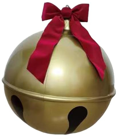 Riesige Aufblasbare Weihnachts Glocke, Beleuchtete Aufblasbare Dekorierte Weihnachtsglocke aus PVC mit Roter Schleife, Weihnachtliche Outdoor Verzierung für Hof, Pool, Rasen,
