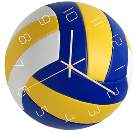 PRETYZOOM Wanduhr Mit Volleyball-Design Stumme Geräuscharme Uhr Für Schlafzimmer Wohnzimmer Arbeitszimmer Büro Acryl-Material Große Arabische Ziffern Einfache Installation