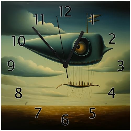 Wallario Design-Wanduhr Himmelsfahrer aus Glas, Motiv-Uhr Größe 30 x 30 cm, Schwarze Zeiger