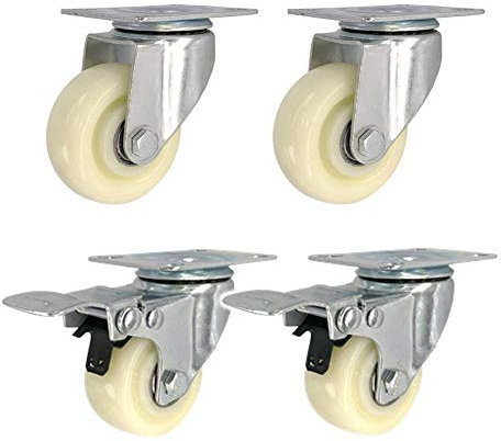 MUCSAH Roulettes À Plaques Roulettes En Nylon 1,5 Pouces 2 Pouces Roue de Pied de Transport Industriel Rotatif Universel Avec Frein Silencieux Et Résistant À L'Usure Chariot Roue de Canapé Double Roul