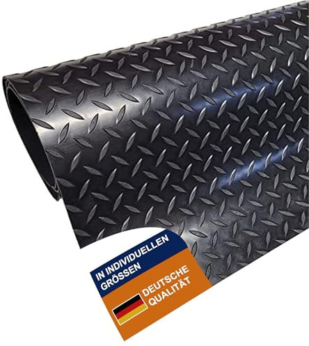 Wulkow Diamant Tränenblech Gummimatte 3mm - BREITE 0,1m bis 2,0m - LÄNGE 0,1m bis 10m - Auswahl 600mm x 1900mm x 3mm (0.6m x 1.9m x 3mm) - Gummiläufer Arbeitsplatz-Matte - PREMIUM-Ware