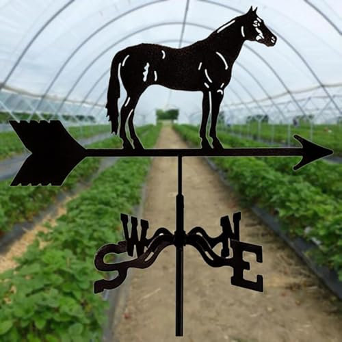 GFLCWYP Girouettes, Girouette en Métal, Cheval Vintage Indicateur Direction du Vent Jardin, Girouette Montée sur Le Toit, pour La Maison, Jardin, Garage, Coupole, Hangar
