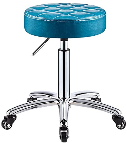 Verstellbarer hydraulischer Drehhocker mit rundem Kissen aus PU-Leder für Spa, Salon, medizinisches Büro, Tattoo, Zuhause, Auto, Geschäft, Massage, rückenfrei, Arzt, Hocker mit Rollen, Höhe 41 - 56 cm