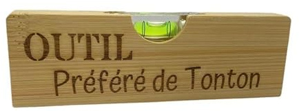 Niveau à bulle, décapsuleur en bambou gravé Outil préféré de Tonton, 15x4,5cm, idée cadeau homme, noël, fête, anniversaire, bricoleur, bricolage, frère, parrain, oncle