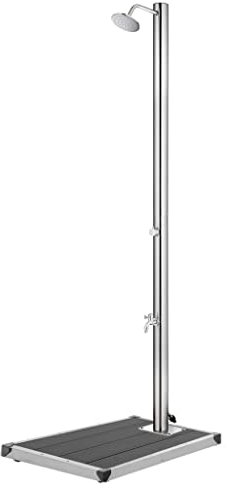Pool & Spa Accessories - Ducha de jardín de acero inoxidable con base gris (220 cm)