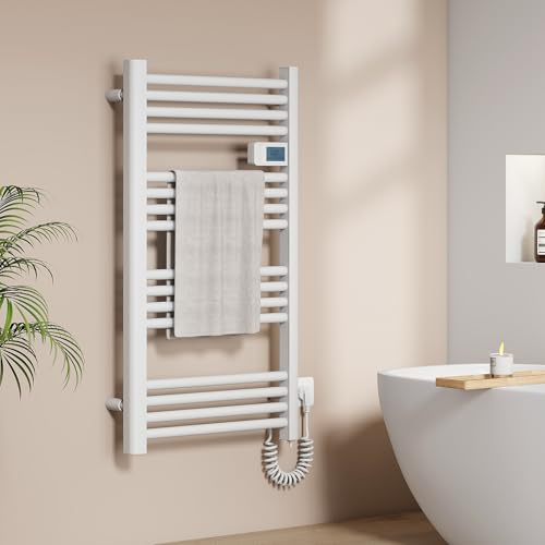 EMKE Toallero Eléctrico 960 x 540 mm, Blanco 500W | Radiador de Baño Eléctrico con Interruptor Táctil y Temporizador, Calentador de Toallas ,Toallero electrico baño