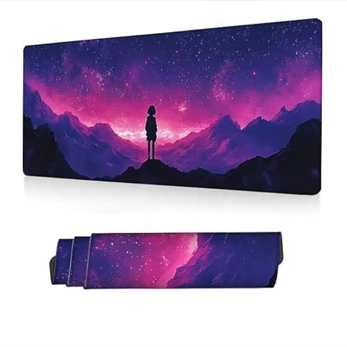 Tapis de Souris XXL 1400x600x3mm, Tapis Souris Violet Mousepad Imperméable, Fille Mouse Pad avec Base Antidérapant, Desk Mat avec Bords Surpiqués, Deco Bureau, Gaming Accessoire, Cadeaux Hommes S1-202