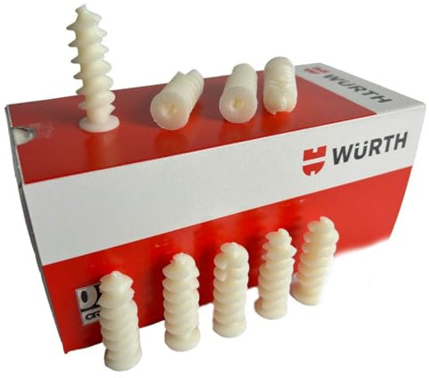 Würth 100x Leichtbaudübel W-KL 18x50mm aus ABS-Kunststoff für untergeordnete Befestigungen in Porenbeton inkl. Setzwerkzeug 090350