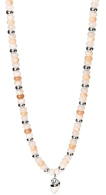 Purelei Chaîne Seafoam – Élégante chaîne de perles avec pendentif en coquillage en acier inoxydable en or, argent ou or rose – 40–45 cm – Jade Quartzite & acier inoxydable – Design estival, Länge: 40