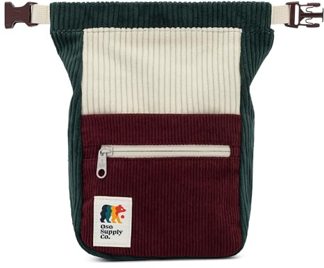OSO Supply Co - Retro Cord-Bouldereimer, große, freistehende Kreide-Tasche zum Klettern, magnetischer Roll-Down-Verschluss, Zwei Bürstenschlaufen, Reißverschlusstaschen und Tasche