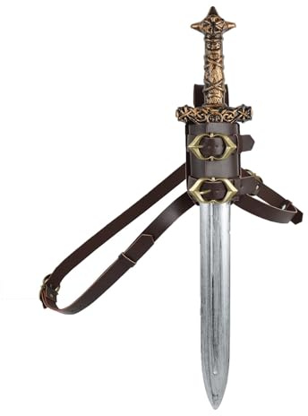 Mittelalter Kunstleder Rücken Schwert Frosch Wikinger PU Leder Froschschwert Verstellbares Vintage-Schwertholster Schwerthalter Dolchholster Accessoires Kostüm Zubehör Für Cosplay Hollloween Karneval
