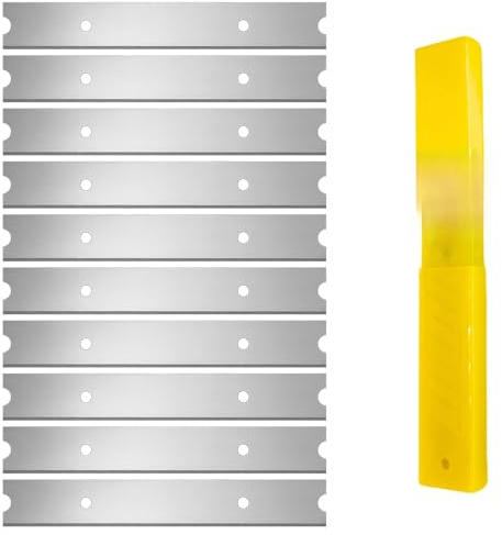 10 Stück Ersatzklinge für Schaber 100mm, extra scharfe Kohlenstoffstahl-Klingen für Fenster, Tapetenschaber, Glasschaber, Aufkleber- und Farbentferner, robust, sicher, mit Aufbewahrungsbox