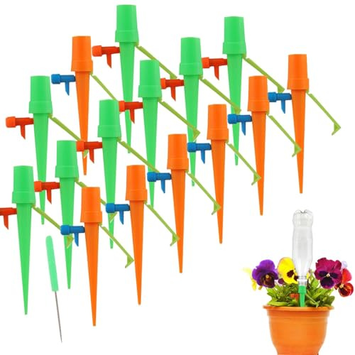 CDDCWZ Lot de 15 arroseurs pour plantes de balcon et d'intérieur | débit d'eau réglable avec supports stables, compatible avec les bouteilles en plastique