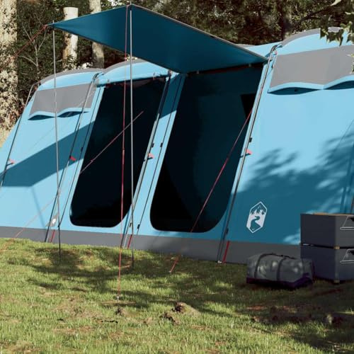 HaoChrymec Tunnelzelt für 8 Personen mit Wasserdichtem Polyester, Tunnel-Design, Campingzelt mit 4 Schlafkabinen, Pop Up Zelt für den Garten, Familienzelt, Blau, 698 x 315 x 205 cm