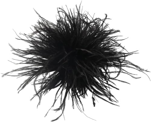 Federbrosche zum Anstecken Damen Fluffy Straußenfeder Anstecker Broschen | Federbrosche Boho, Broschen für Frauen Hochzeitsfeier Tanz Bankett Kleid Kleidungsaccessoires Schwarz