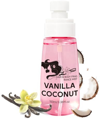 Brume parfumée pour femme, vanille noix de coco longue durée, brume hydratante et nourrissante pour cheveux, parfum pour rafraîchir les cheveux, le corps et les oreillers (100 ml)