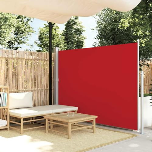 Parasol para playa, toldo lateral extensible 170 x 300 cm, rojo, con manivela, instalación rápida