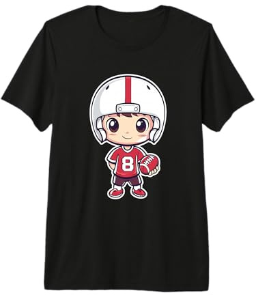 Cartone Animato del Ragazzo del Football Americano Maglietta Premium